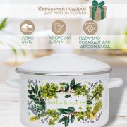 Кастрюля 3 л, эмалированная, Травы и специи, 01-Б1612/4 /г. Магнитогорск/