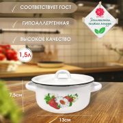 Кастрюля 1,5 л, эмалированная, Виктория, 01-1608/4 /г. Магнитогорск/