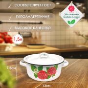 Кастрюля 1,5 л, эмалированная, Малинка, 01-1608/4 /г. Магнитогорск/